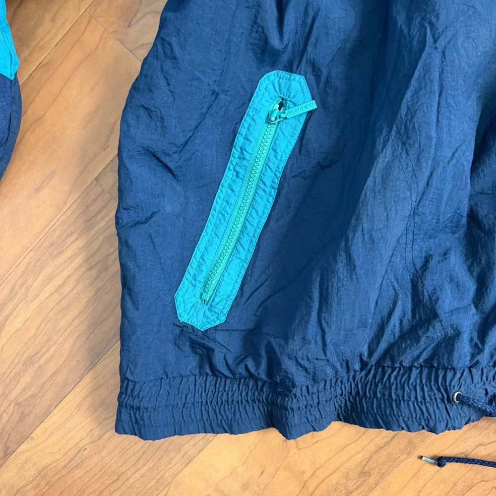 Vintage Adidas Half Zip Windbreaker XL Teal Purple 80s 90s Trefoil Jacket Y2K